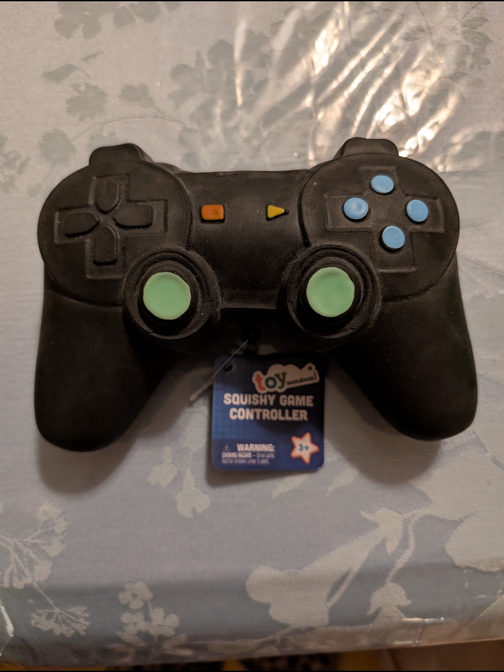 Squishy Game Controller Stress Toy - Black with Mint & Blue Accents